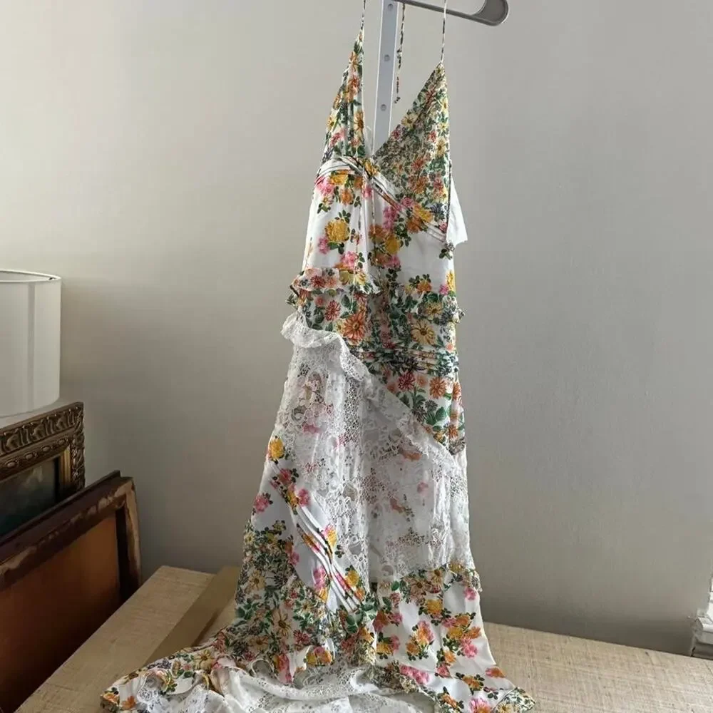 White and multi colored floral dress